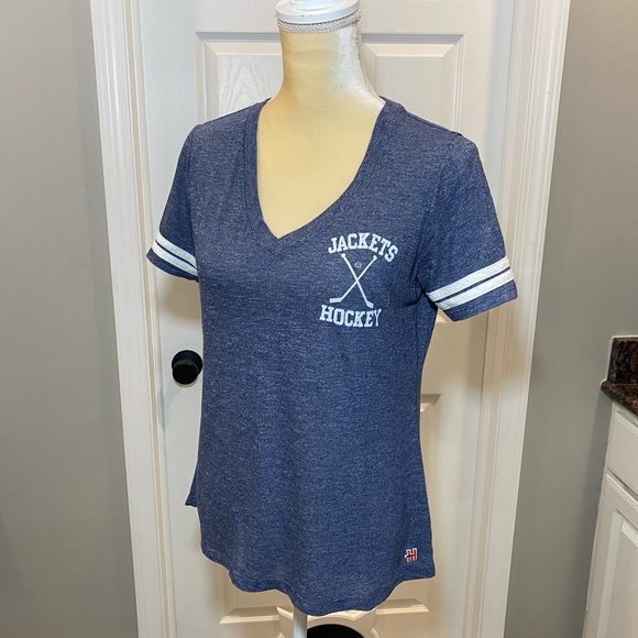 HOMAGE Columbus Blue Jackets Hockey V-neck Tee - Picture 2 of 5